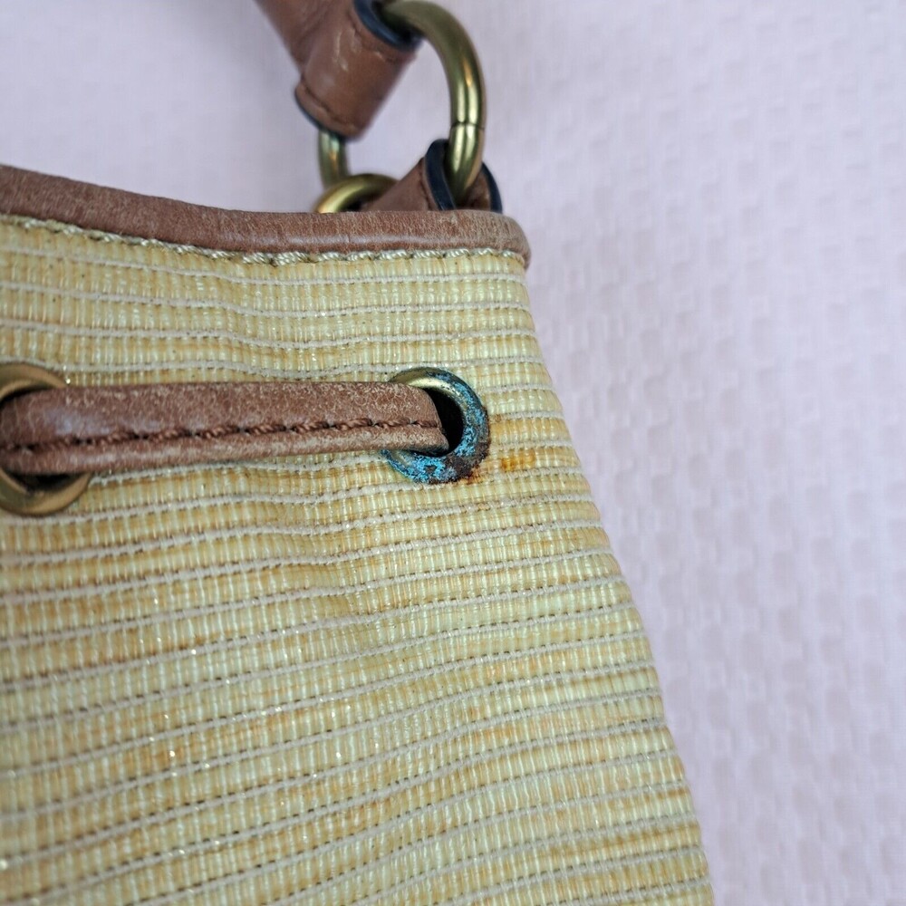 Elliott Lucca Artisan Faux Raffia Peacock Brown Leather Shoulder Bag - Picture 5 of 16